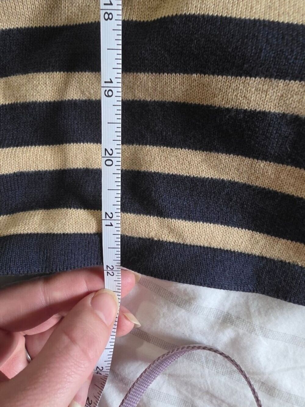 Pact V-Neck Long Sleeve Top Navy Beige Stripe - Picture 10 of 10